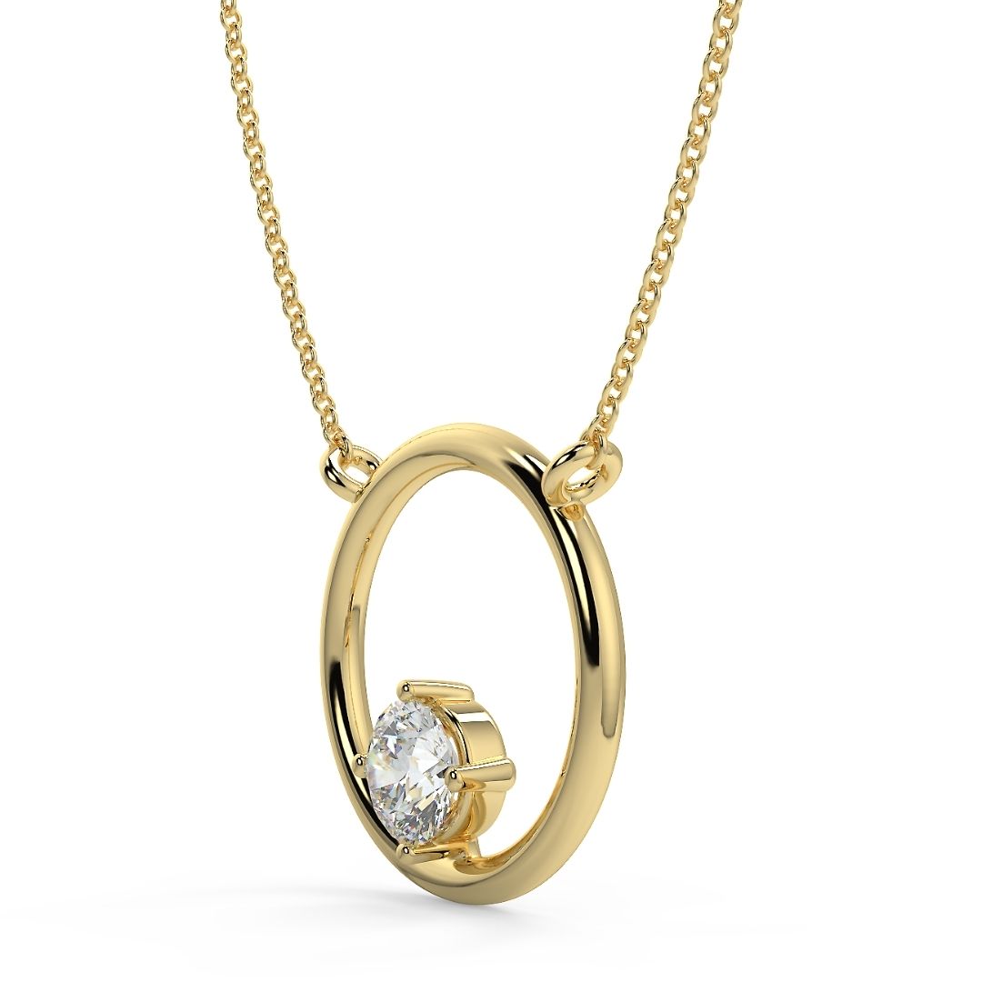 Circle Lab-Grown Solitaire Diamond Pendant
