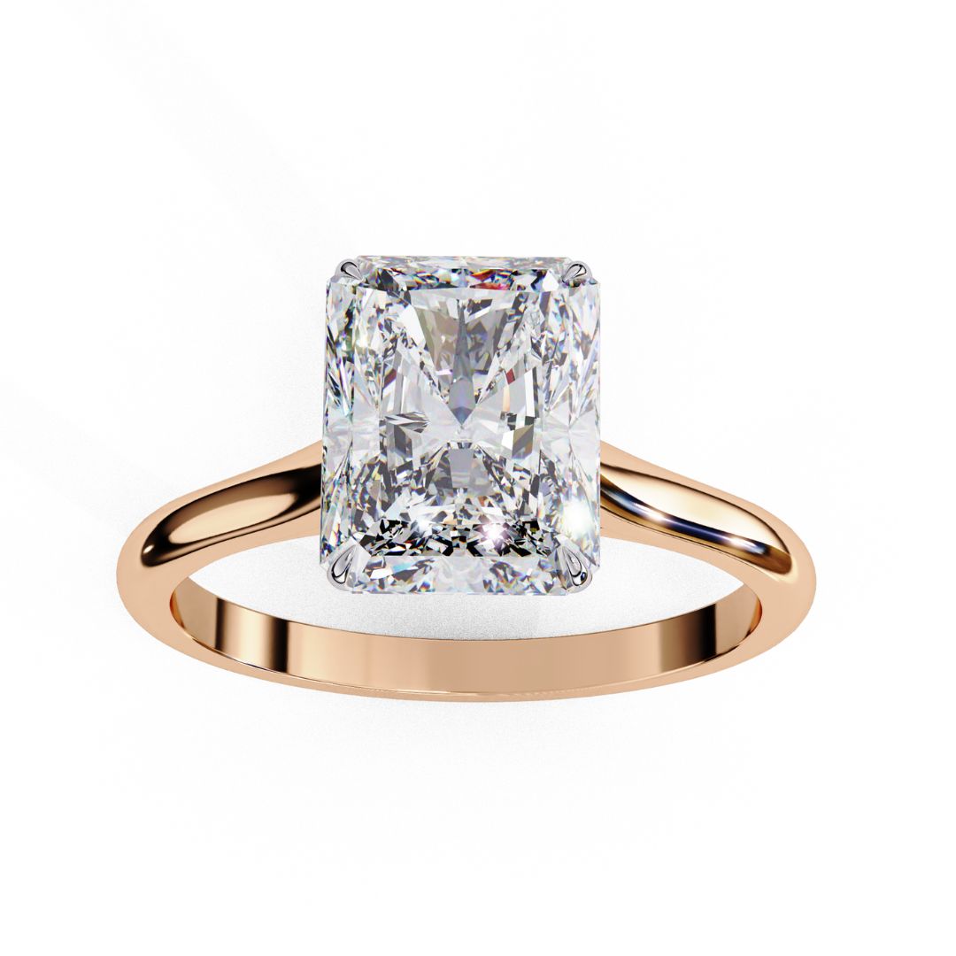 1–5 Carat Radiant Cut Lab Grown Diamond Ring in 18K Gold | 4-Prong Custom Solitaire