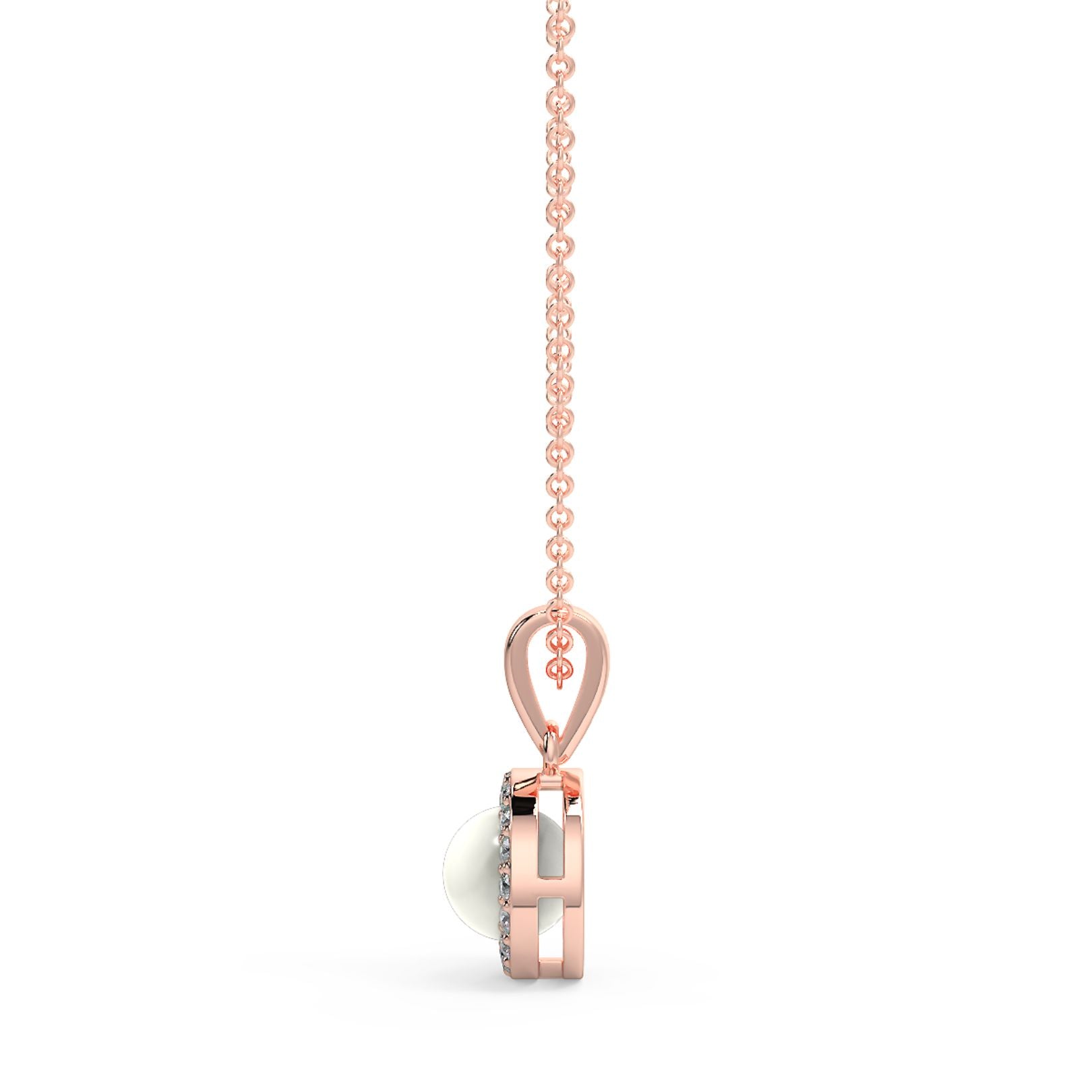 5mm Pearl & Lab-Grown Diamond Halo Pendant in 18K White, Yellow & Rose Gold