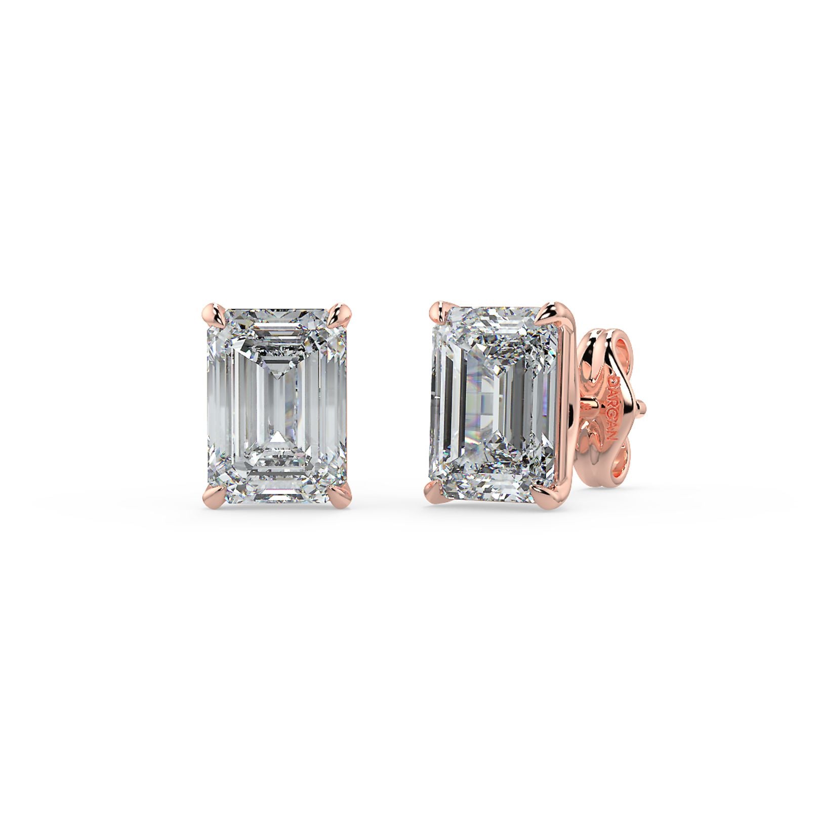 0.50–4 Carat Emerald Cut Lab Grown Diamond Stud Earrings | Step-Cut Solitaire | 18K White, Yellow & Rose Gold