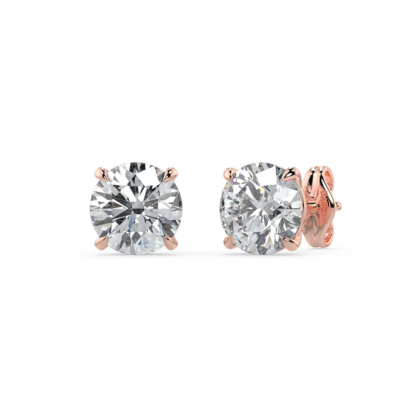 0.50–6 Carat Round Lab Grown Diamond Stud Earrings | Classic Solitaire | 18K White, Yellow & Rose Gold
