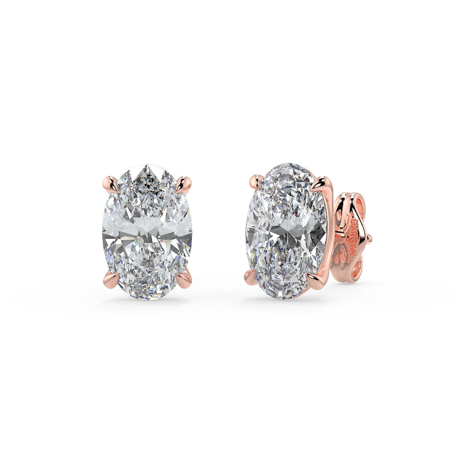 0.50–4 Carat Oval Lab Grown Diamond Stud Earrings | Classic Solitaire | 18K White, Yellow & Rose Gold