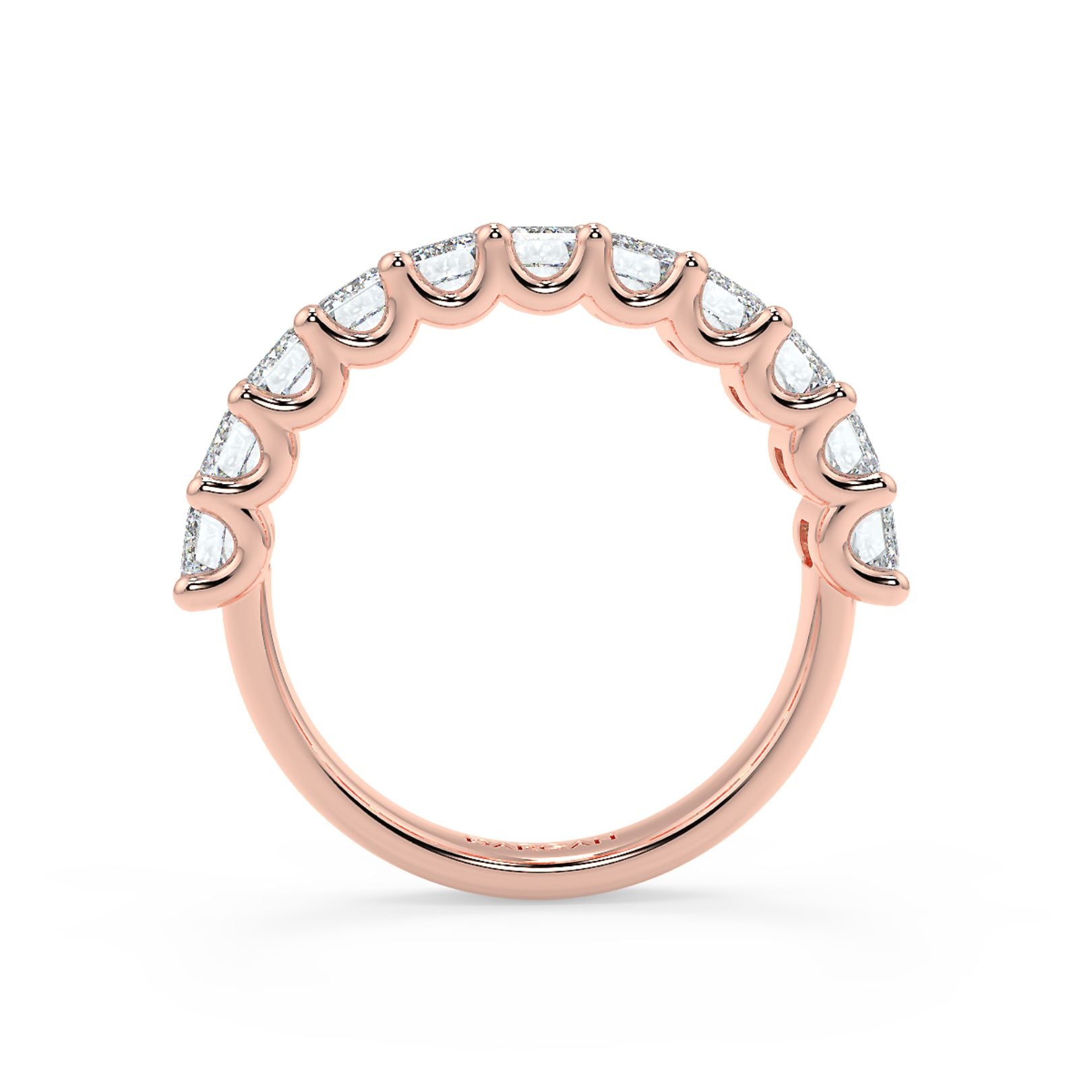 Half-Eternity 20-Pointer Emerald Cut Lab-Grown Diamond Ring in 18K White, Yellow & Rose Gold