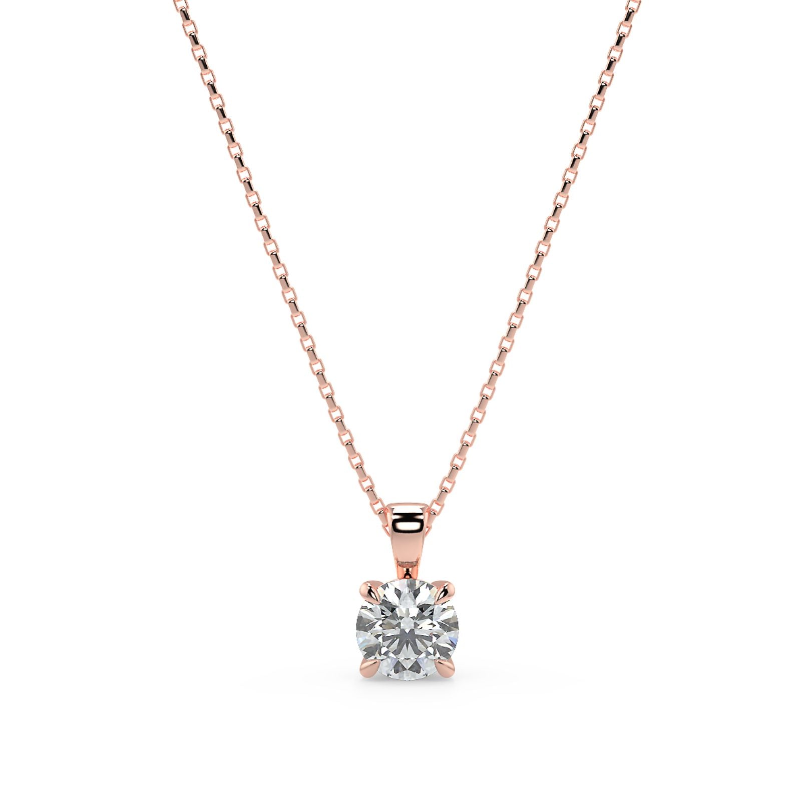 Round Cut Lab-Grown Diamond Pendant Solitaire Necklace with Chain | 18K Gold | 0.50–3 Carats