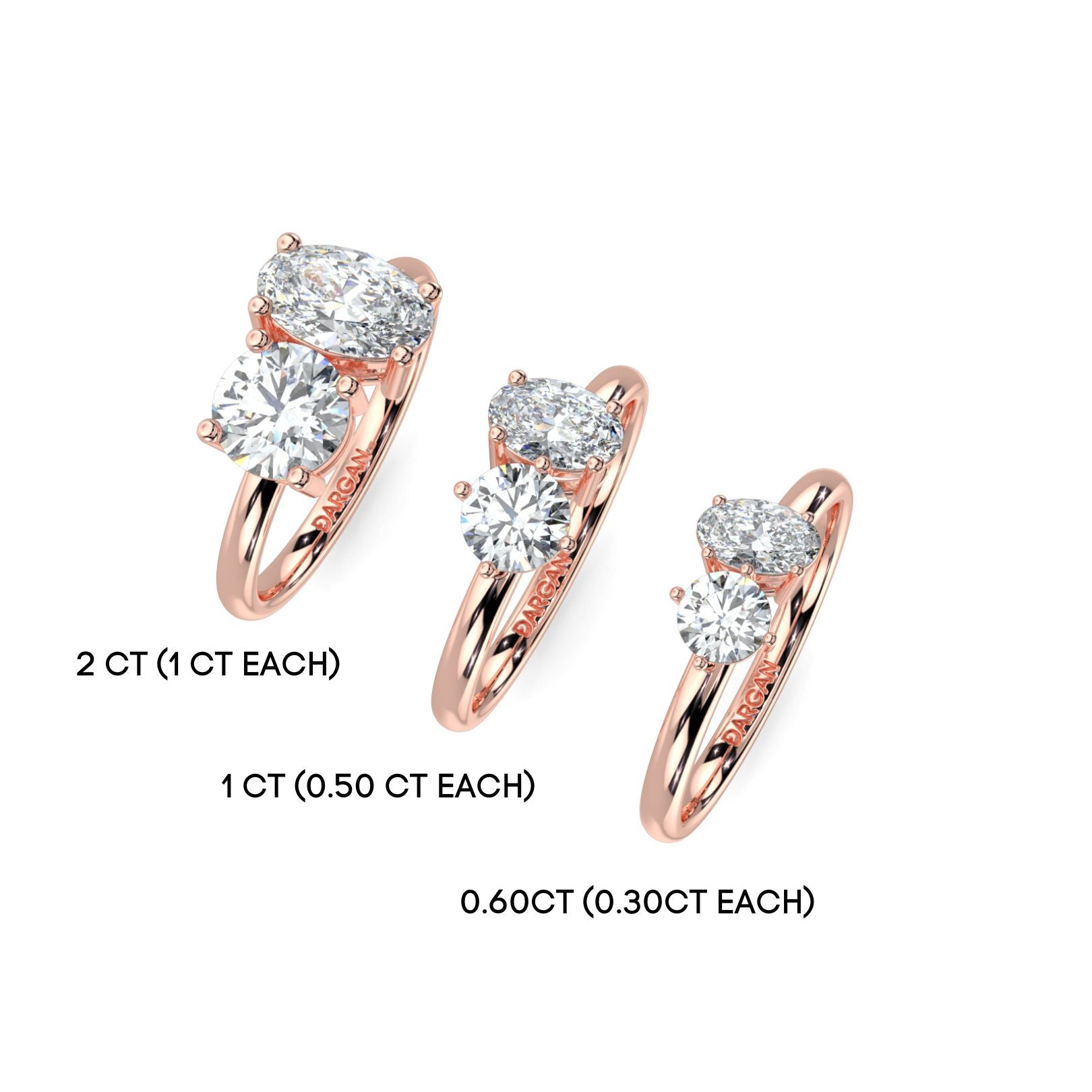 Round and Oval Toi et Moi Lab-Grown Diamond Solitaire Ring in 18K Gold