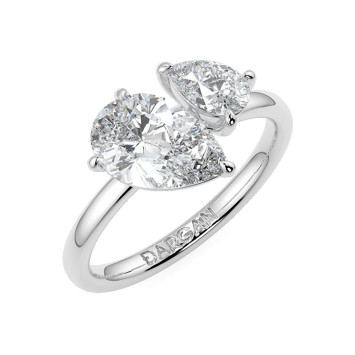 2.00ct Pear Solitaire with 0.50ct Pear Toi et Moi ring – Lab Grown Diamond Ring in 18K Yellow, White & Rose Gold