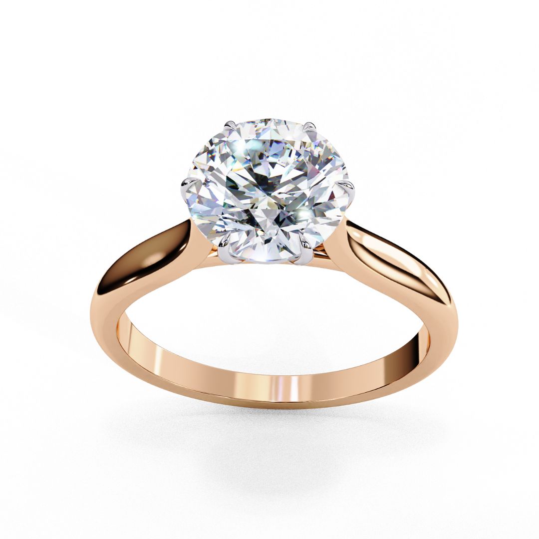 1–5 Carat Round Brilliant Lab Grown Diamond Solitaire Ring in 18K Gold