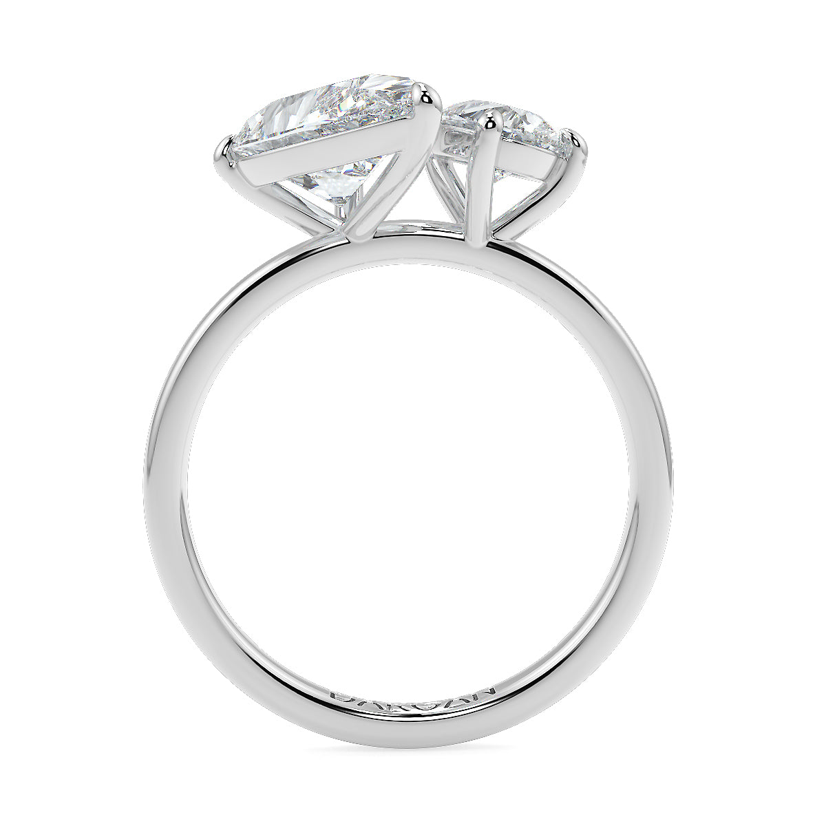 2.00ct Pear Solitaire with 0.50ct Pear Toi et Moi ring – Lab Grown Diamond Ring in 18K Yellow, White & Rose Gold