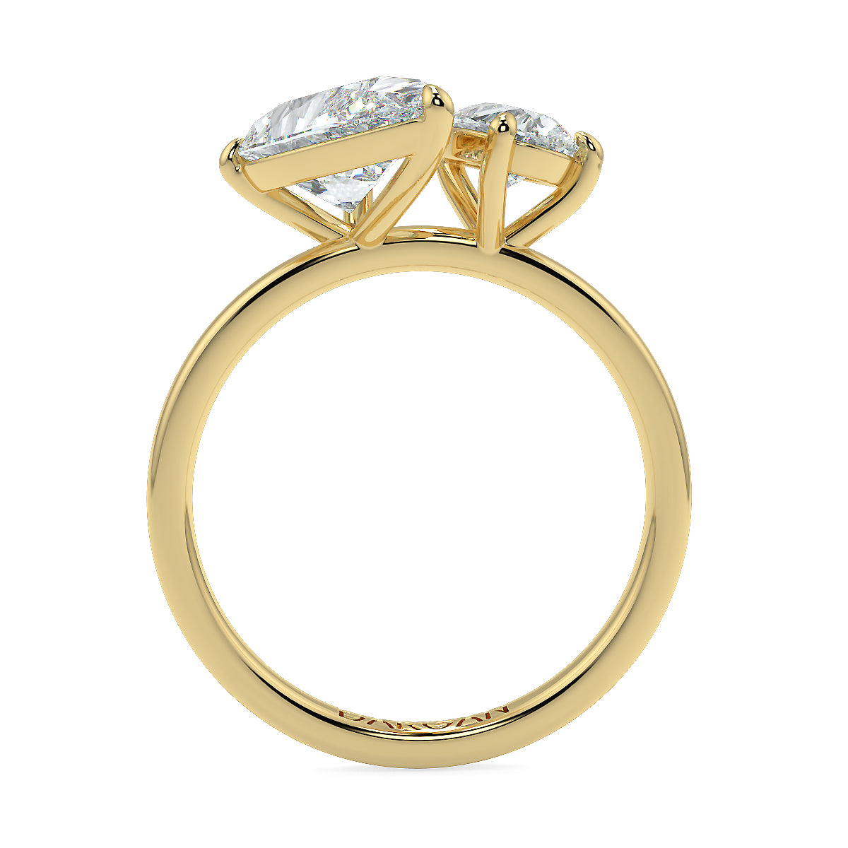 2.00ct Pear Solitaire with 0.50ct Pear Toi et Moi ring – Lab Grown Diamond Ring in 18K Yellow, White & Rose Gold