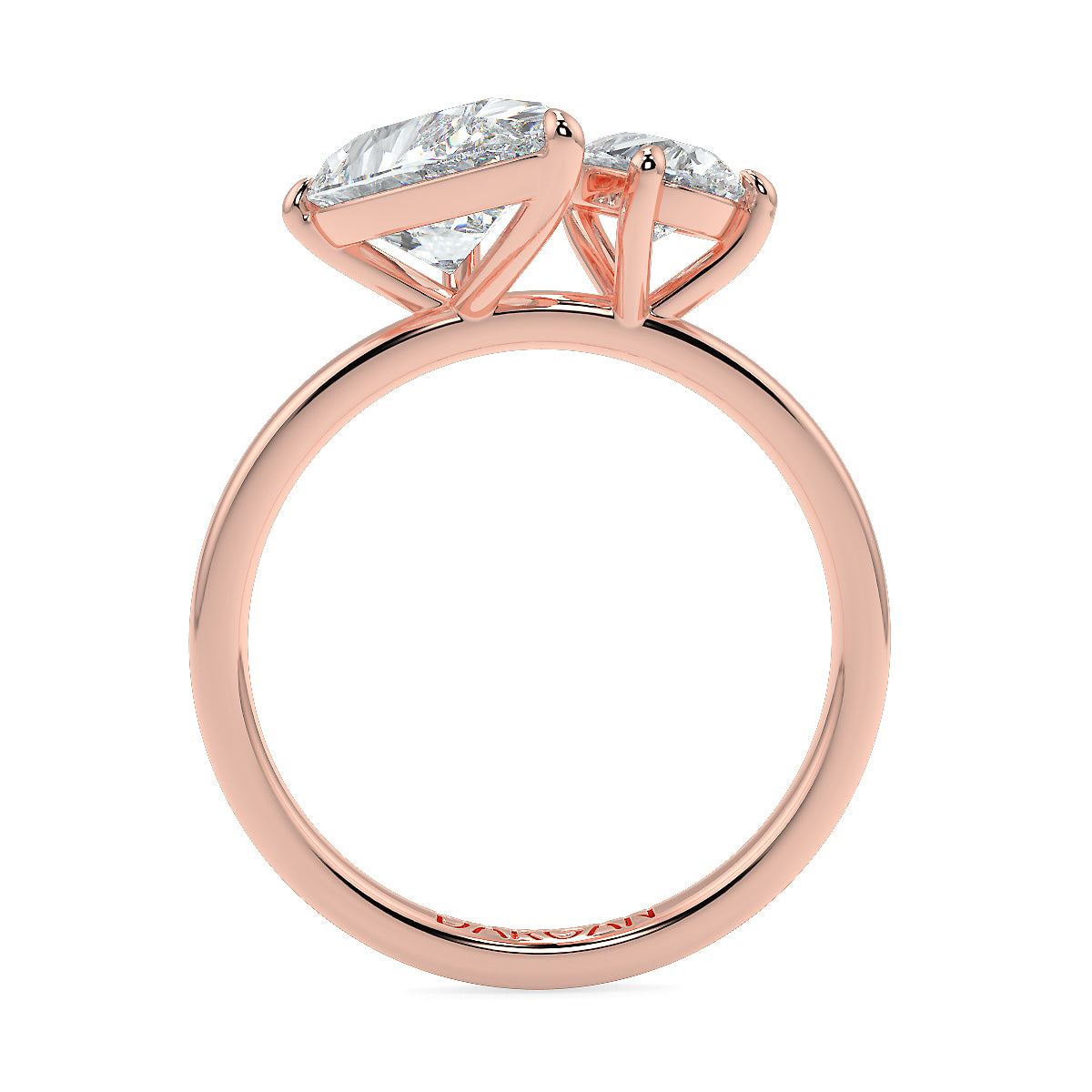 2.00ct Pear Solitaire with 0.50ct Pear Toi et Moi ring – Lab Grown Diamond Ring in 18K Yellow, White & Rose Gold