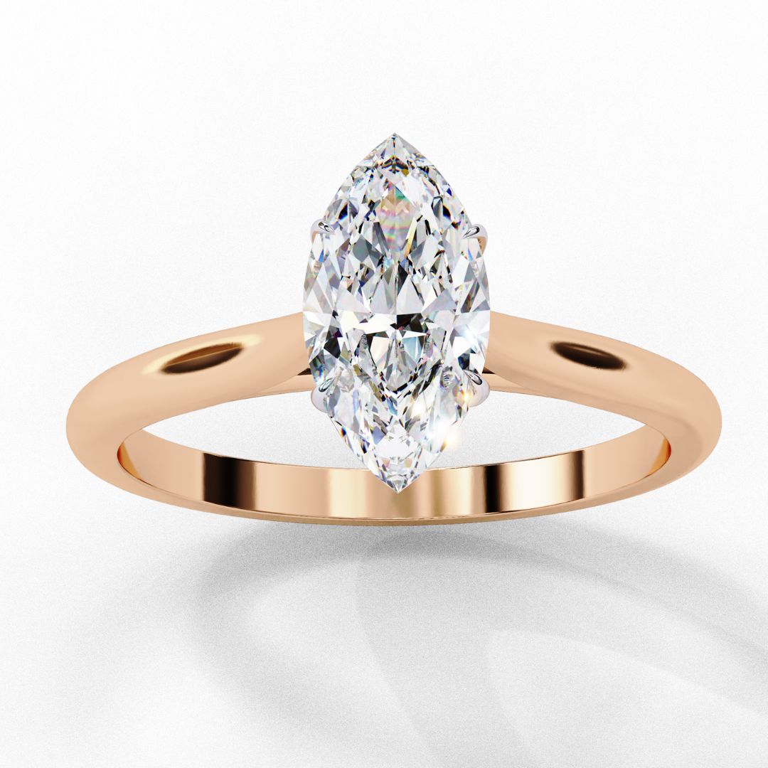1–5 Carat Marquise Cut Lab Grown Diamond Engagement Ring in 18K Yellow, White or Rose Gold
