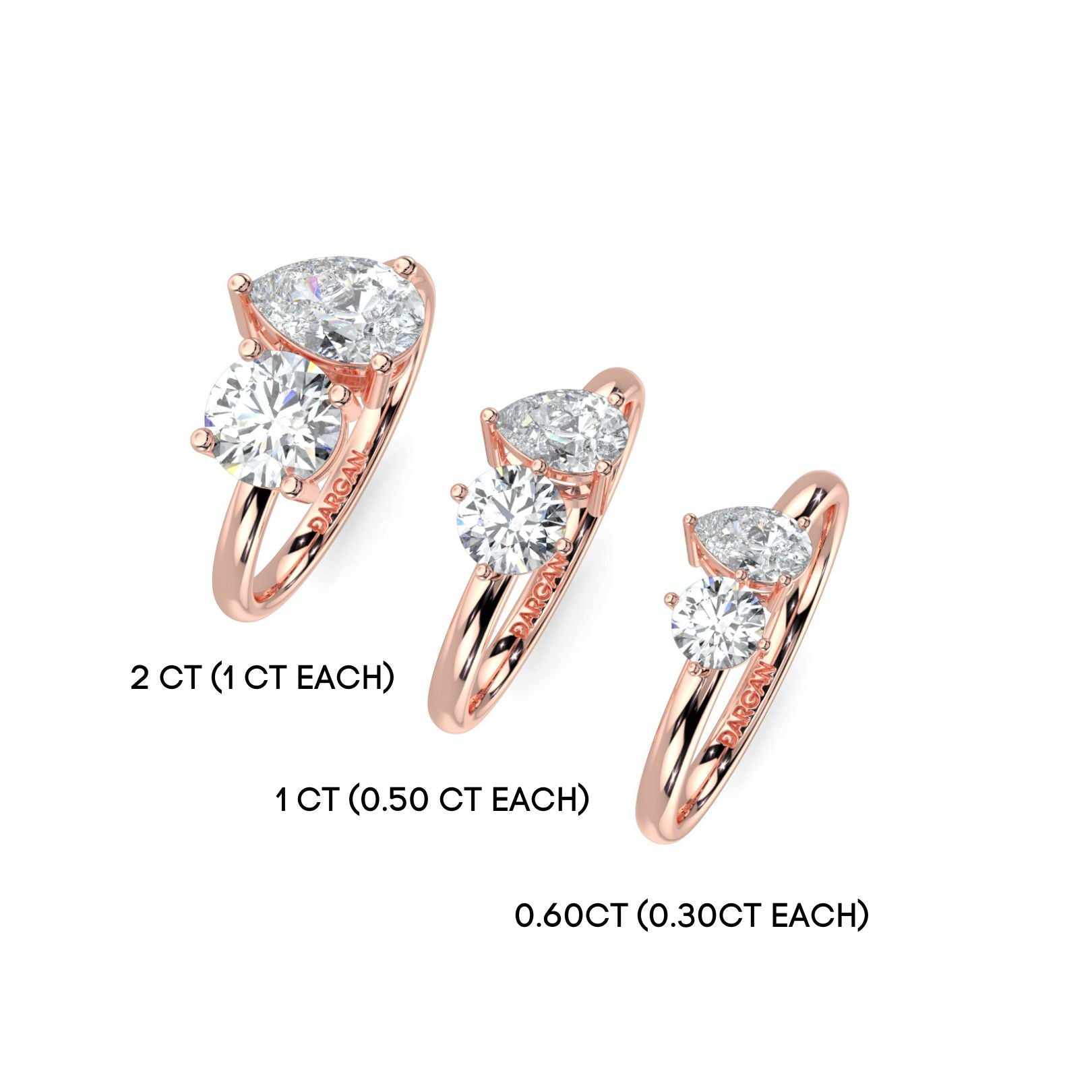 Round and Pear Toi et Moi Lab-Grown Diamond Solitaire Ring in 18K Gold