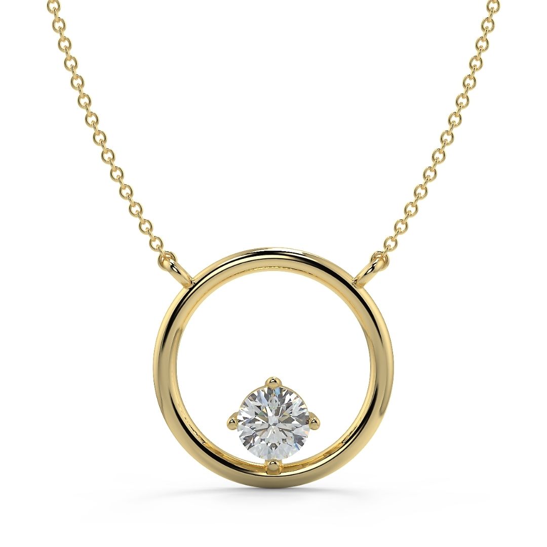 Circle Lab-Grown Solitaire Diamond Pendant