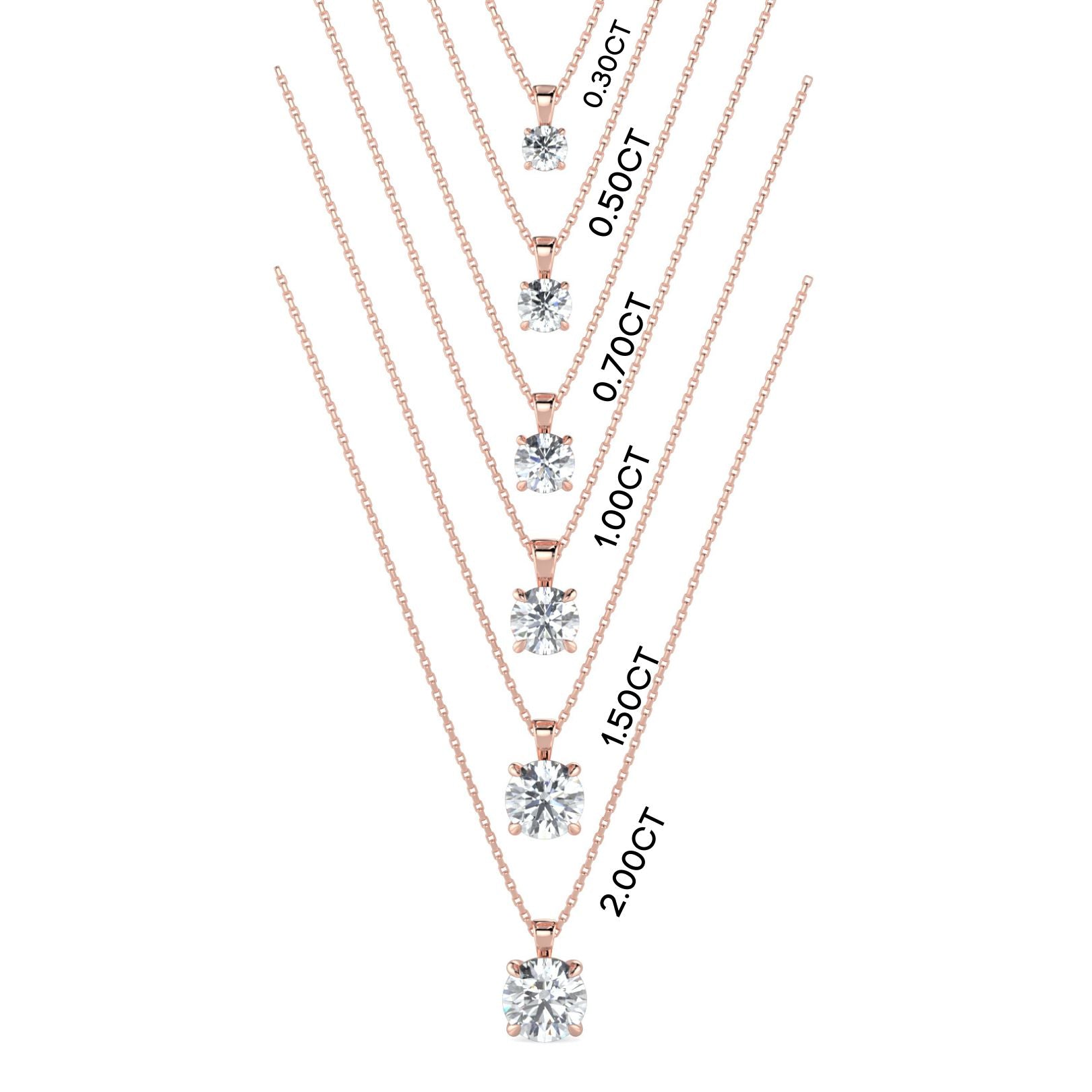 Round Cut Lab-Grown Diamond Pendant Solitaire Necklace with Chain | 18K Gold | 0.50–3 Carats