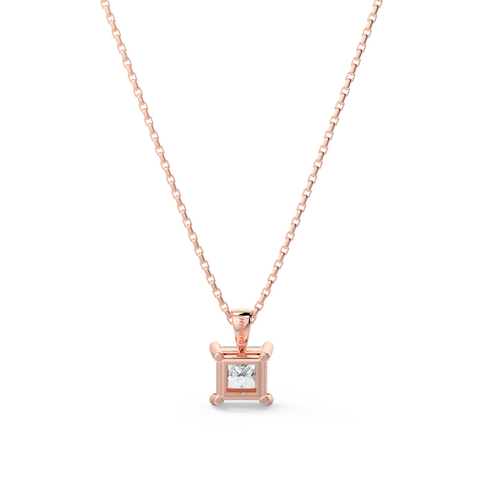 Princess Cut Lab-Grown Diamond Solitaire Pendant Necklace with Chain | 18K Gold | 0.50–3 Carats