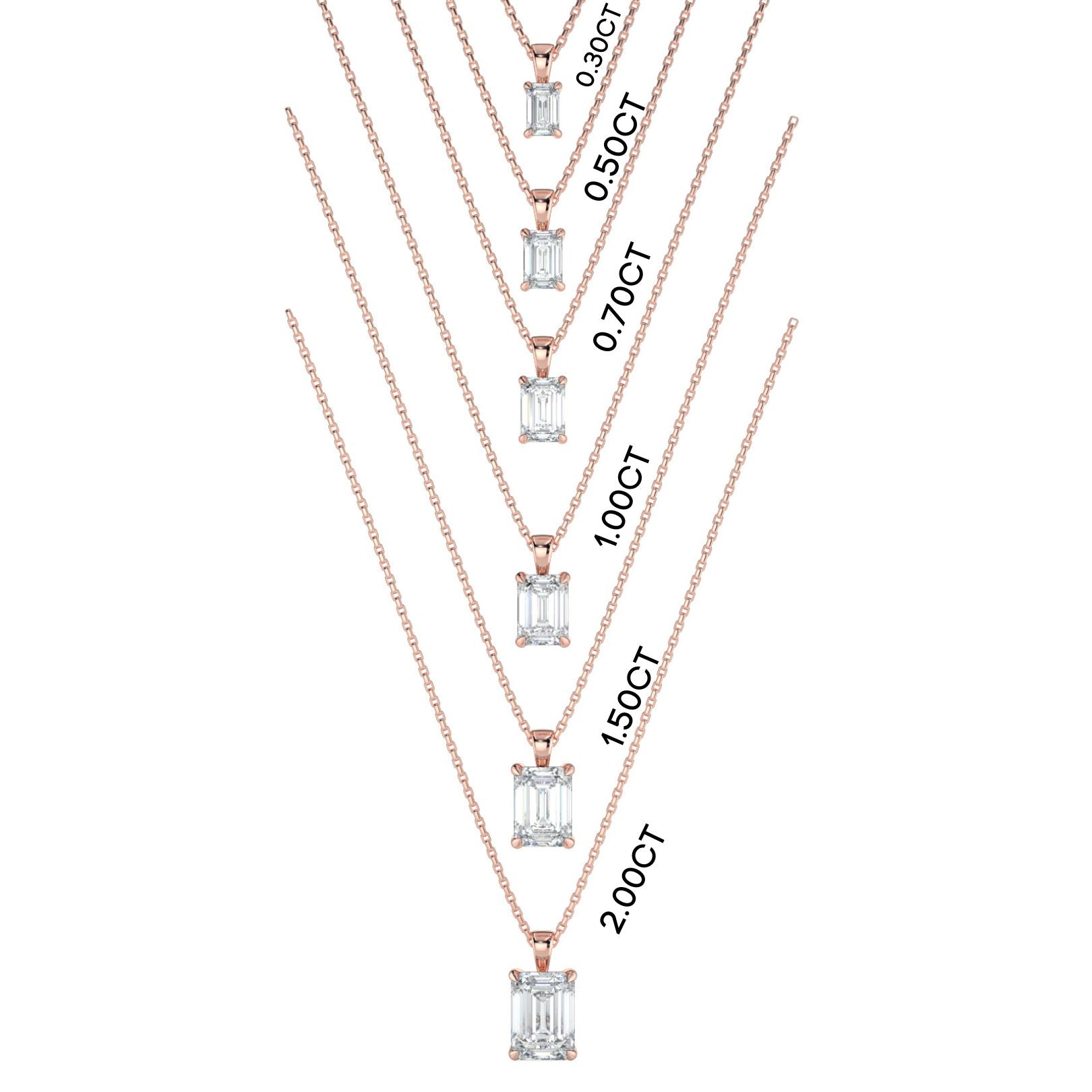 Emerald Cut Lab-Grown Diamond Solitaire Pendant Necklace with Chain | 18K Gold | 0.50–3 Carats