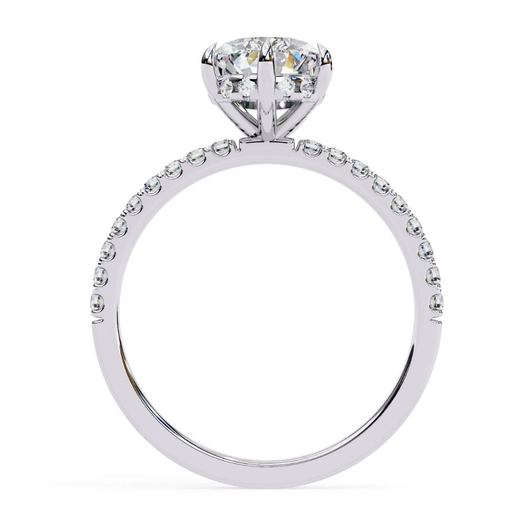 1–5 Carat Pear Cut Lab Grown Diamond Solitaire Ring with Hidden Halo in 18K Gold