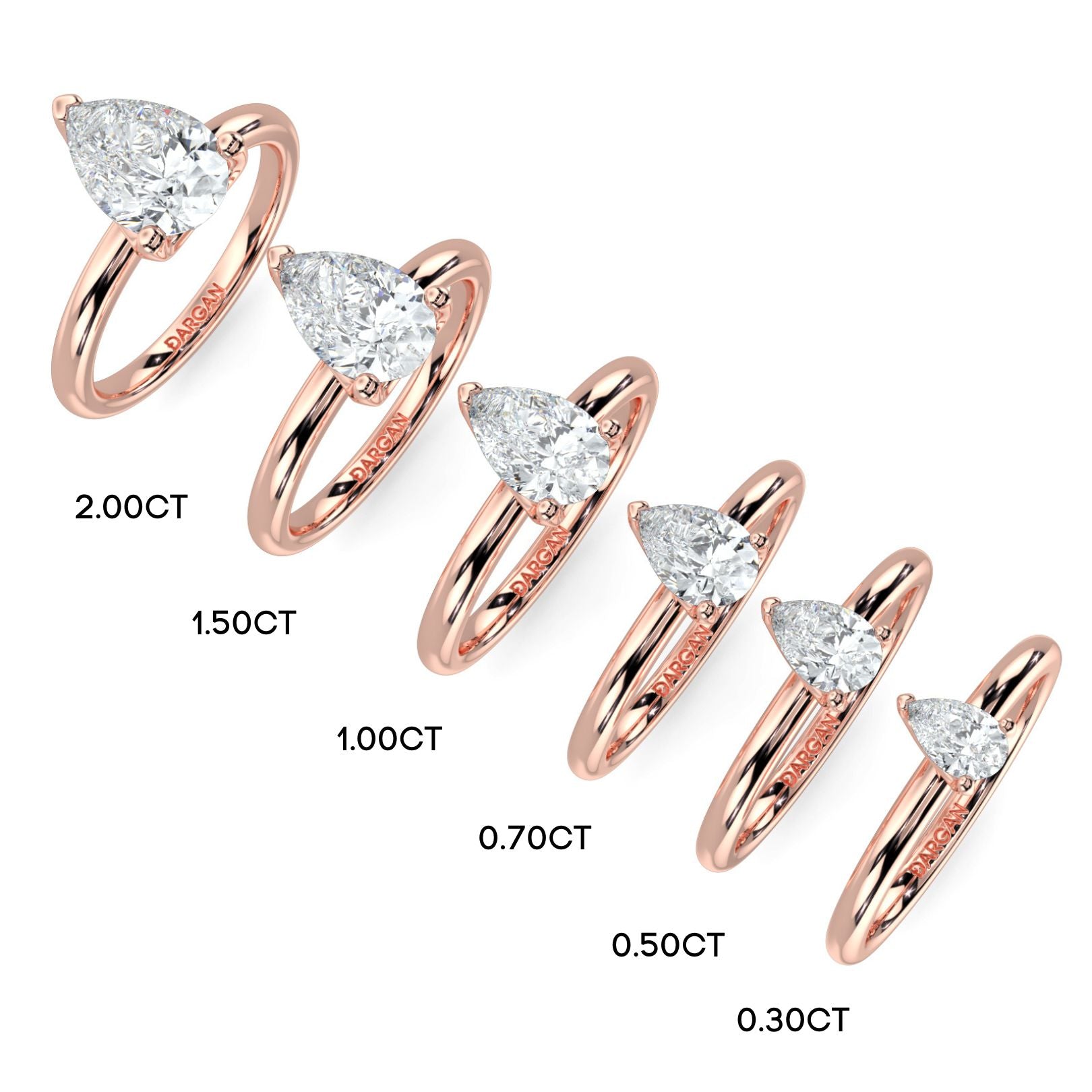 1–3 Carat Pear Cut Lab Grown Diamond Solitaire Ring | Elegant 3-Prong Setting | IGI Certified | 18K White, Yellow & Rose Gold