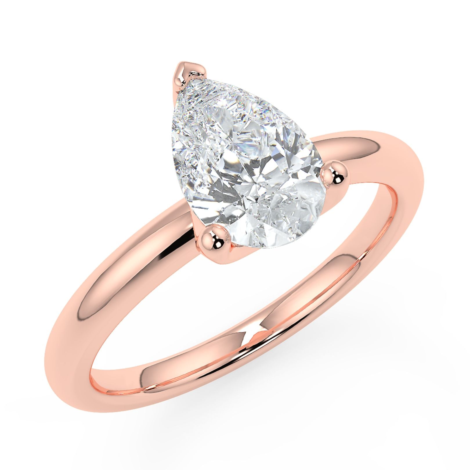 1–3 Carat Pear Cut Lab Grown Diamond Solitaire Ring | Elegant 3-Prong Setting | IGI Certified | 18K White, Yellow & Rose Gold