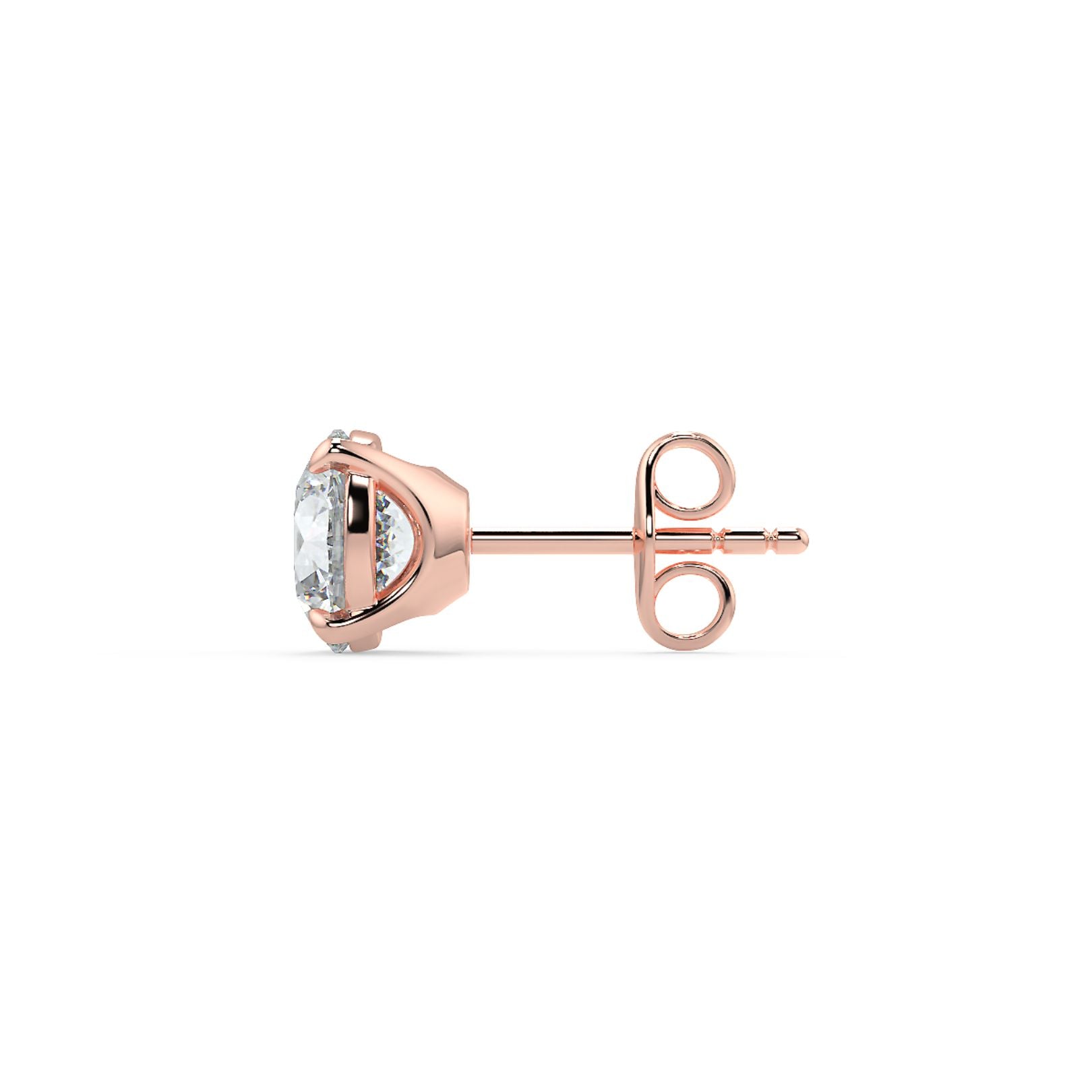 0.50–6 Carat Round Lab Grown Diamond Stud Earrings | Classic Solitaire | 18K White, Yellow & Rose Gold