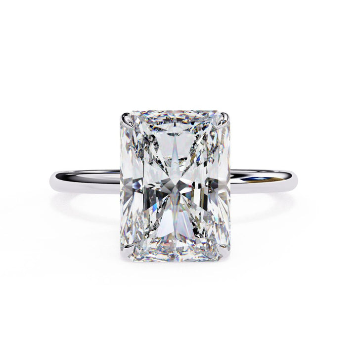 1–5 Carat Radiant Cut Lab Grown Diamond Hidden Halo Ring | Classic Solitaire | Dual Tone Options | IGI Certified | 18K Gold