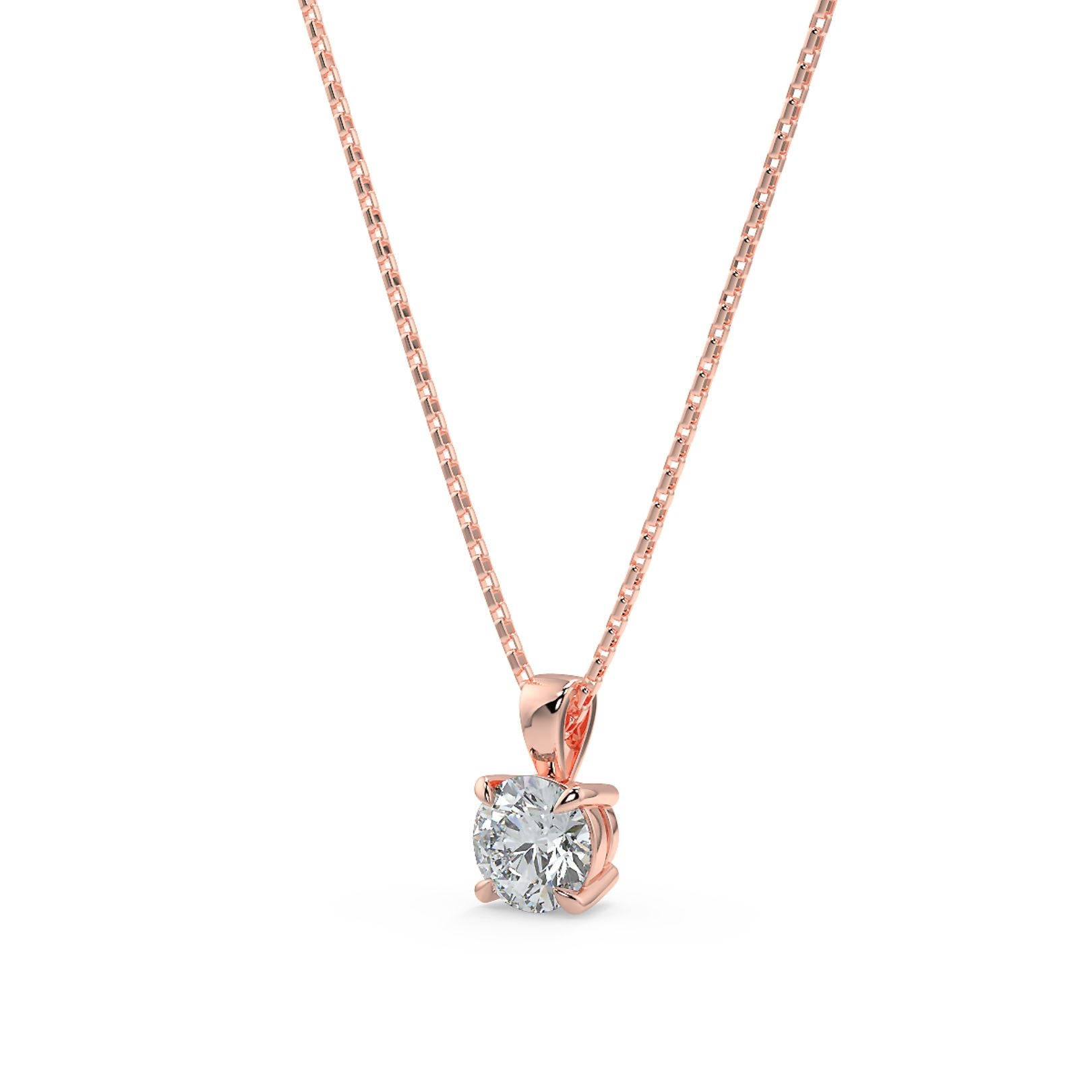 Round Cut Lab-Grown Diamond Pendant Solitaire Necklace with Chain | 18K Gold | 0.50–3 Carats