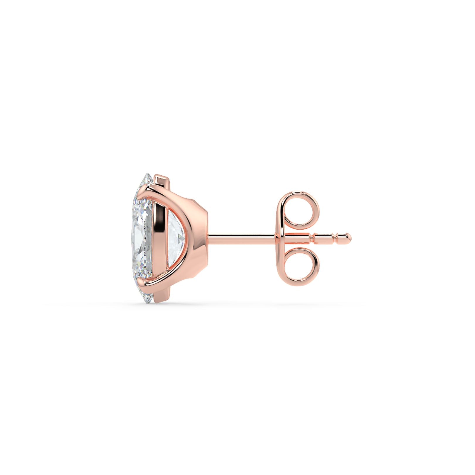 0.50–4 Carat Oval Lab Grown Diamond Stud Earrings | Classic Solitaire | 18K White, Yellow & Rose Gold