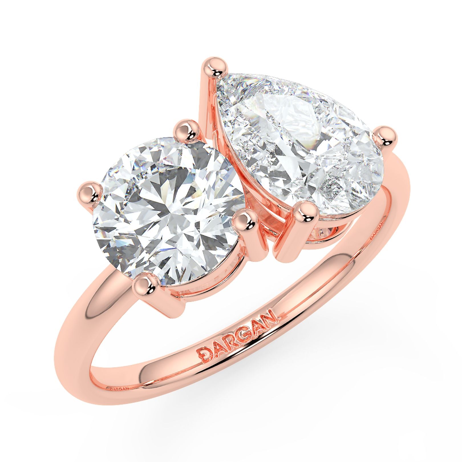 Round and Pear Toi et Moi Lab-Grown Diamond Solitaire Ring in 18K Gold