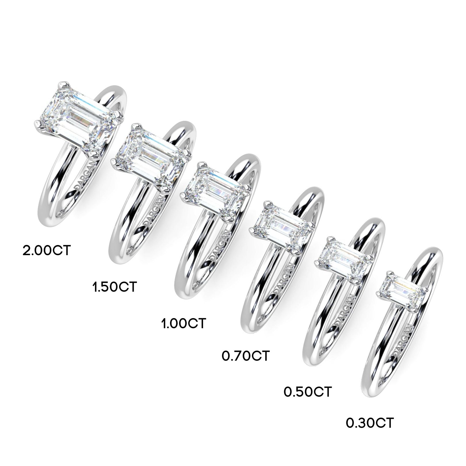 1–3 Carat Emerald Cut Lab Grown Diamond Solitaire Ring | Step-Cut Brilliance | IGI Certified | 18K White, Yellow & Rose Gold