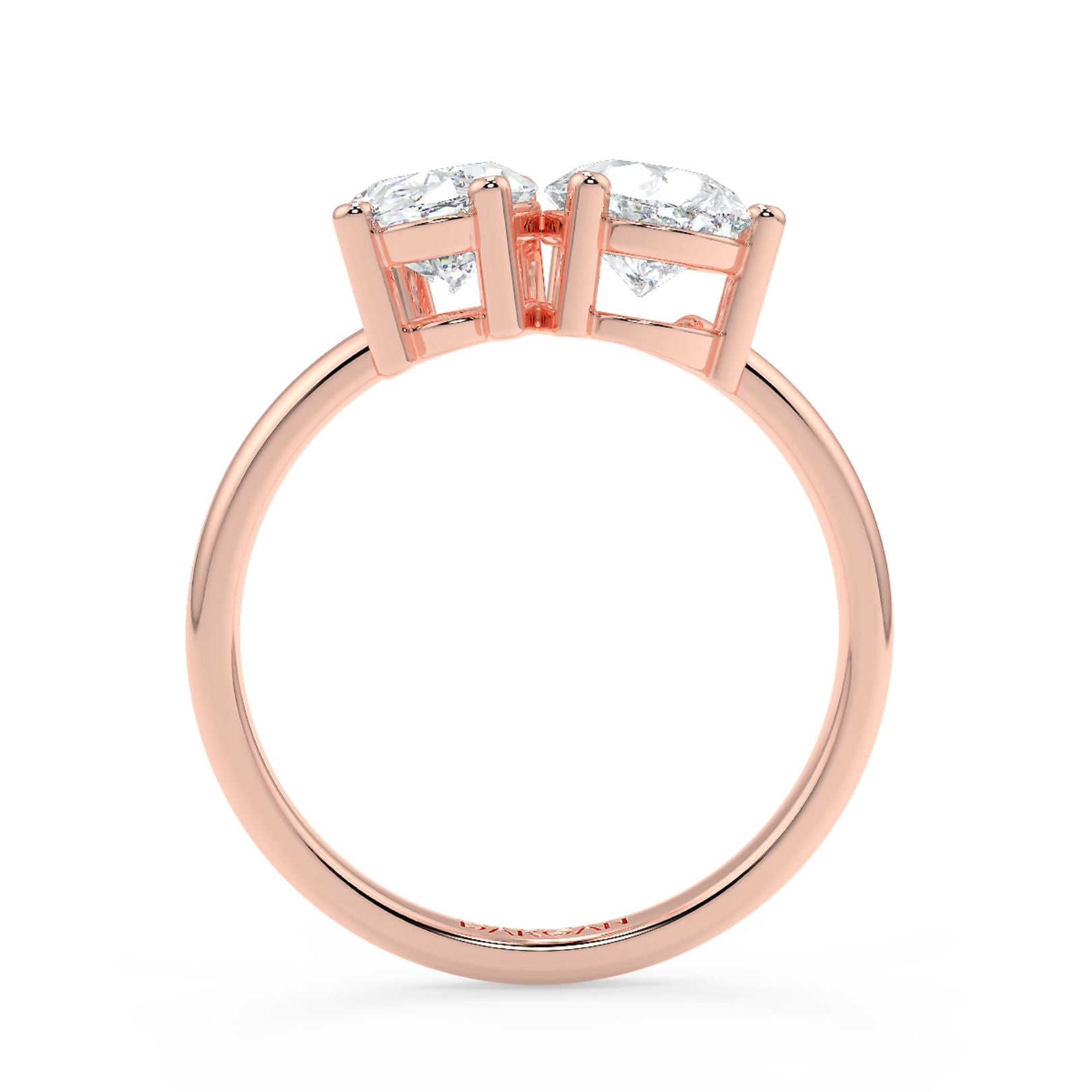Oval and Pear Toi et Moi Lab-Grown Diamond Solitaire Ring in 18K White, Yellow & Rose Gold