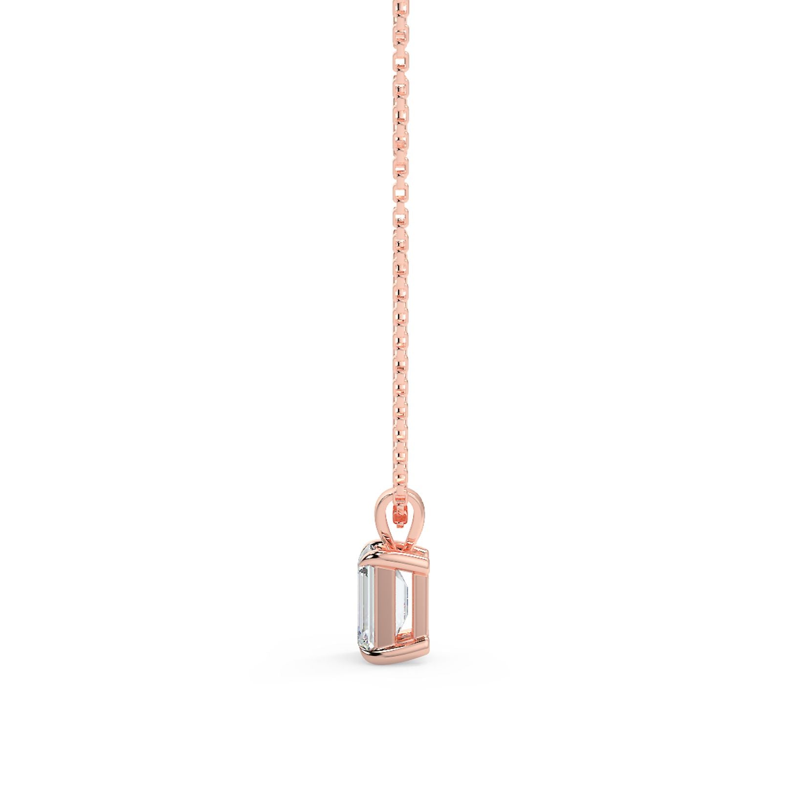 Emerald Cut Lab-Grown Diamond Solitaire Pendant Necklace with Chain | 18K Gold | 0.50–3 Carats