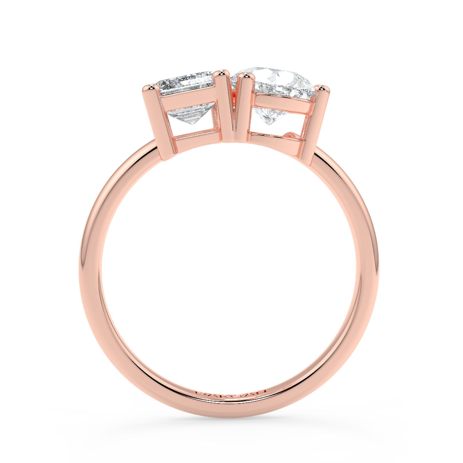 Emerald and Pear Toi et Moi Lab-Grown Diamond Solitaire Ring in 18K Gold