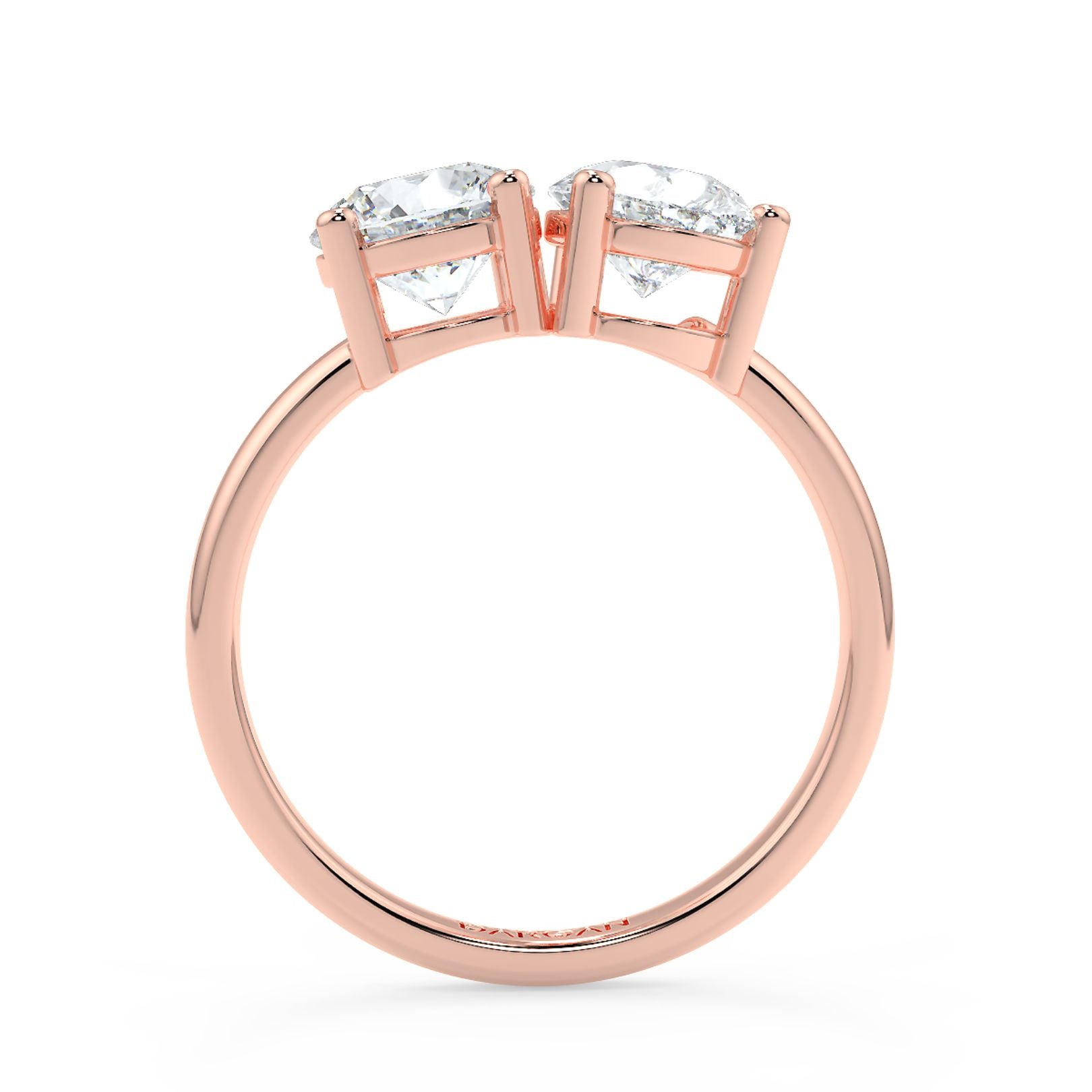 Round and Pear Toi et Moi Lab-Grown Diamond Solitaire Ring in 18K Gold