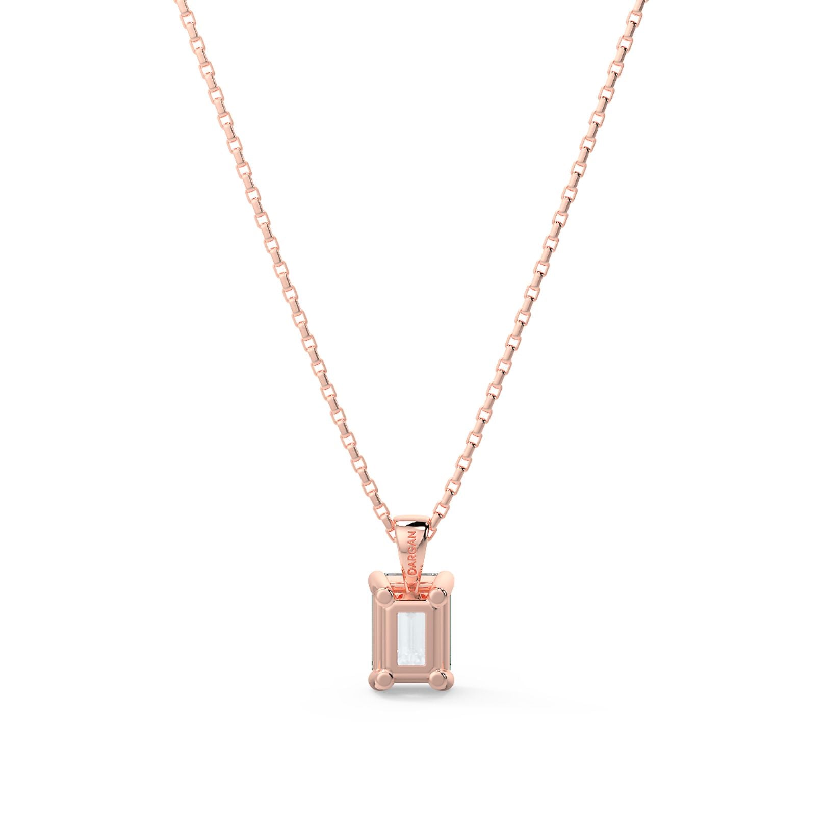 Emerald Cut Lab-Grown Diamond Solitaire Pendant Necklace with Chain | 18K Gold | 0.50–3 Carats