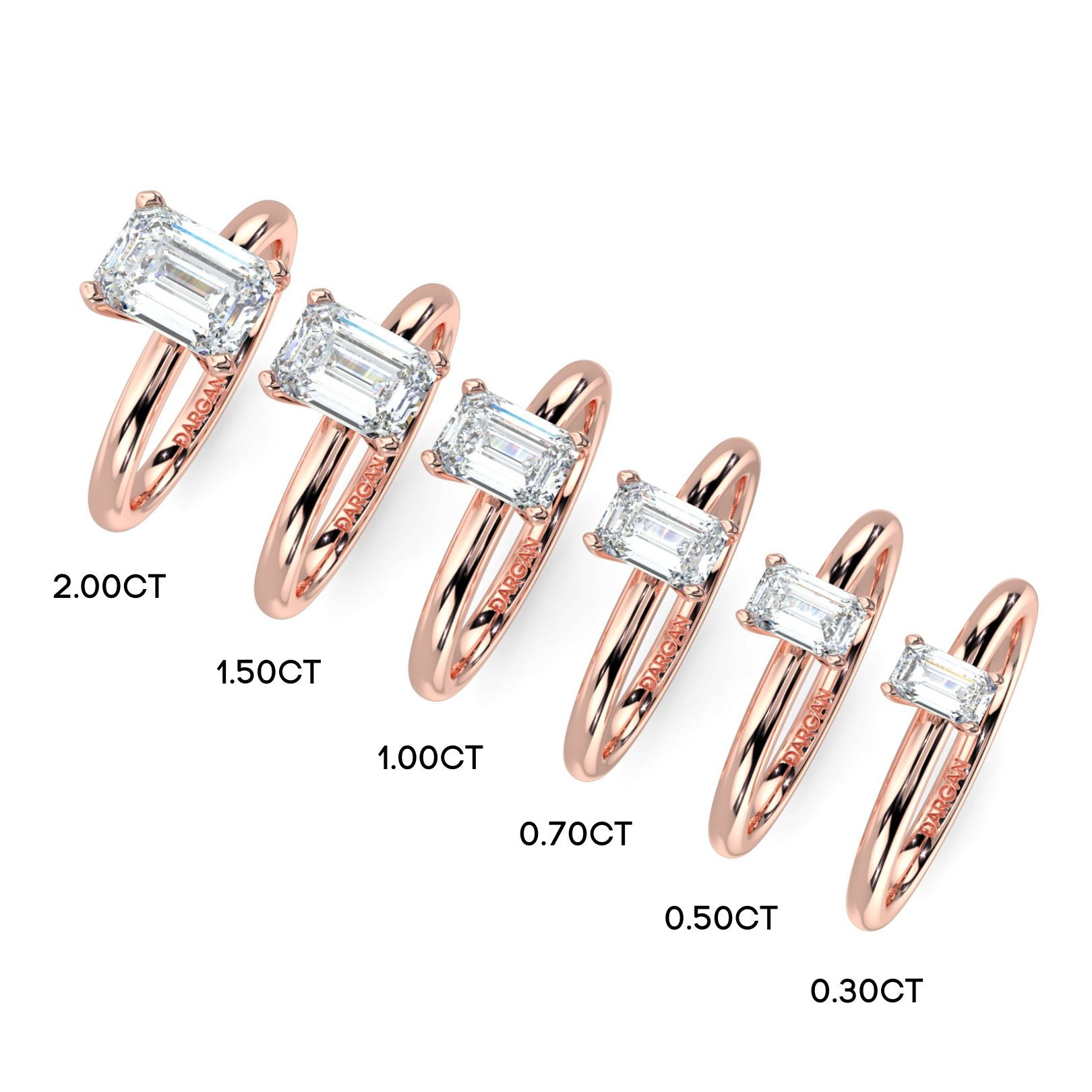 1–3 Carat Emerald Cut Lab Grown Diamond Solitaire Ring | Step-Cut Brilliance | IGI Certified | 18K White, Yellow & Rose Gold