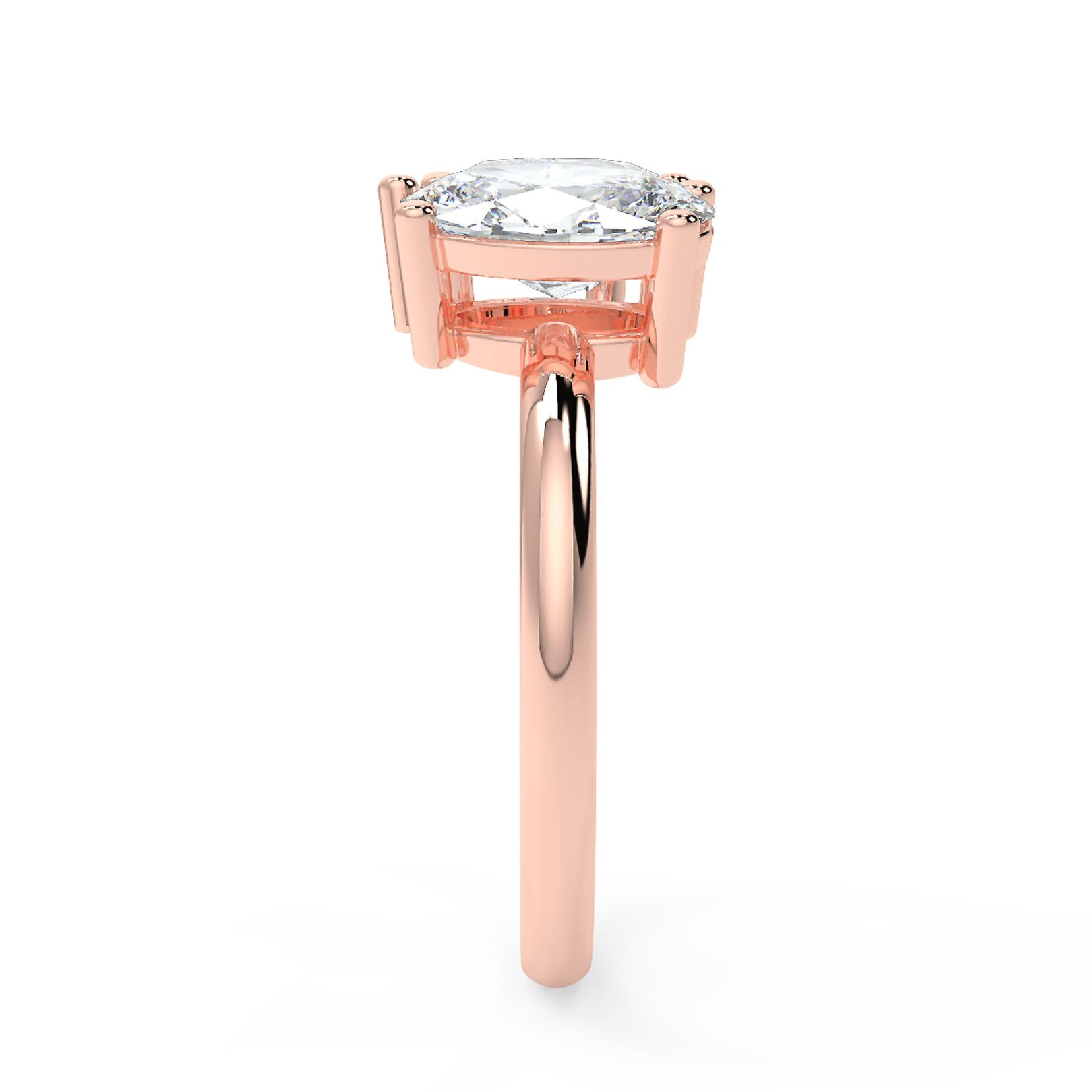 Oval and Pear Toi et Moi Lab-Grown Diamond Solitaire Ring in 18K White, Yellow & Rose Gold