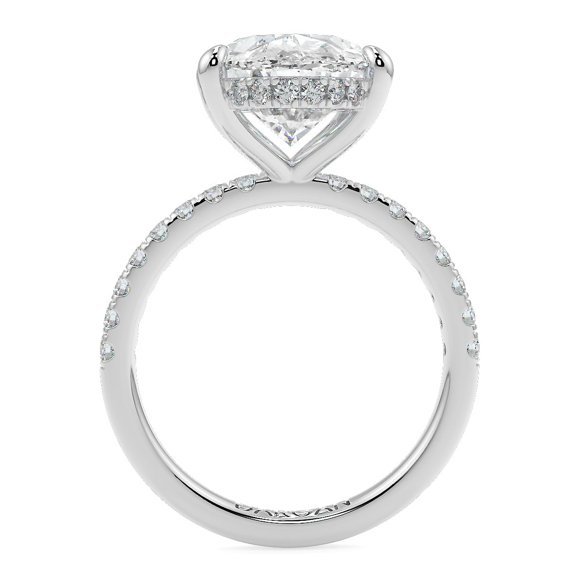 10 Carat Oval Cut Diamond Solitaire Ring with Pave Band | Lab-Grown| 18K Gold
