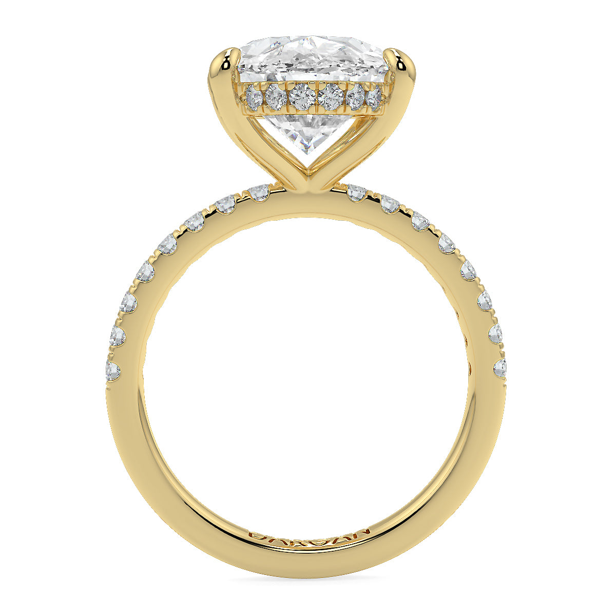 10 Carat Oval Cut Diamond Solitaire Ring with Pave Band | Lab-Grown| 18K Gold