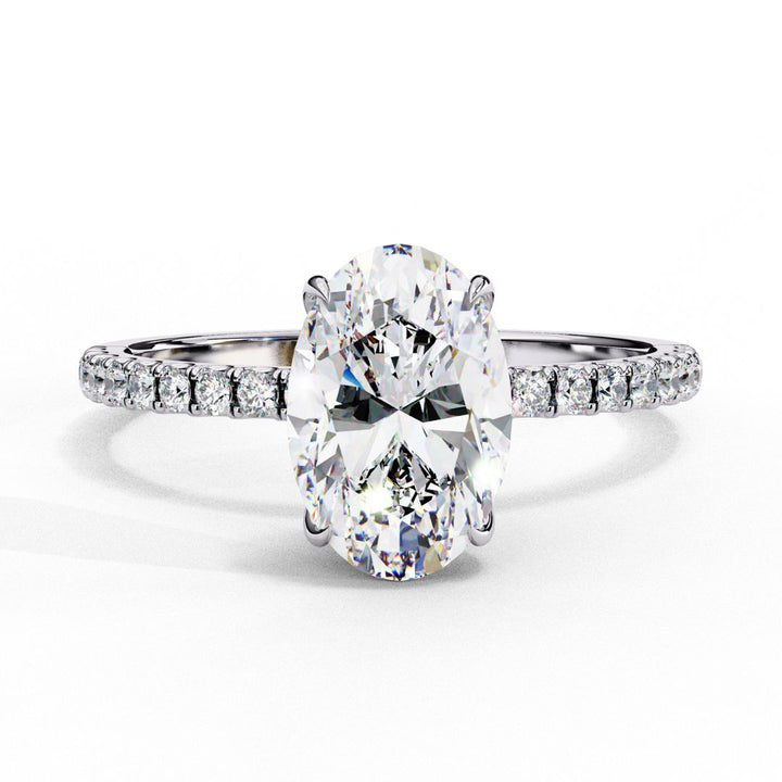 Oval Lab-Grown Diamond Hidden Halo Pavé Ring