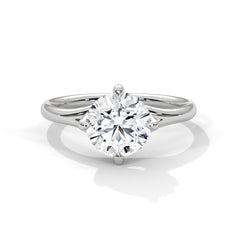 1–3 Carat Round Lab-Grown Diamond Solitaire Engagement Ring – Plain Band, 18K Gold