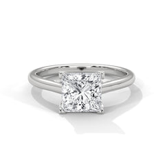 1–3 Carat Princess Lab-Grown Diamond Solitaire Engagement Ring – Plain Band, 18K Gold