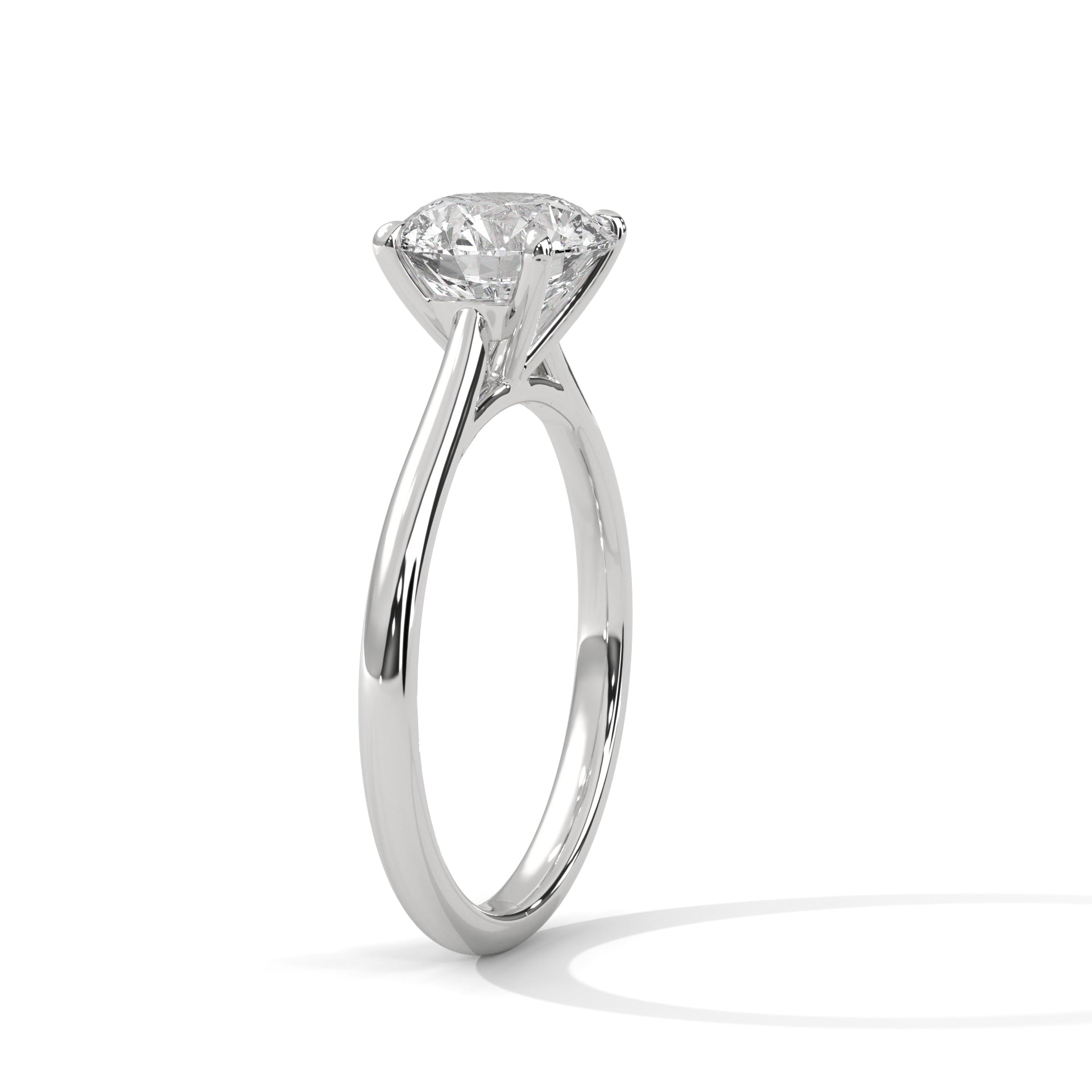 1–3 Carat Round Lab Grown Diamond Engagement Ring – Classic Cathedral Four-Prong Setting, 18K Gold
