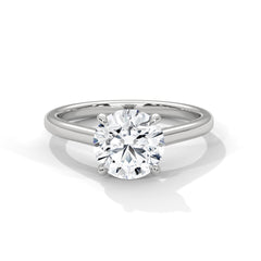 1–3 Carat Round Lab-Grown Diamond Solitaire Engagement Ring – Classic Plain Band, 18K Gold
