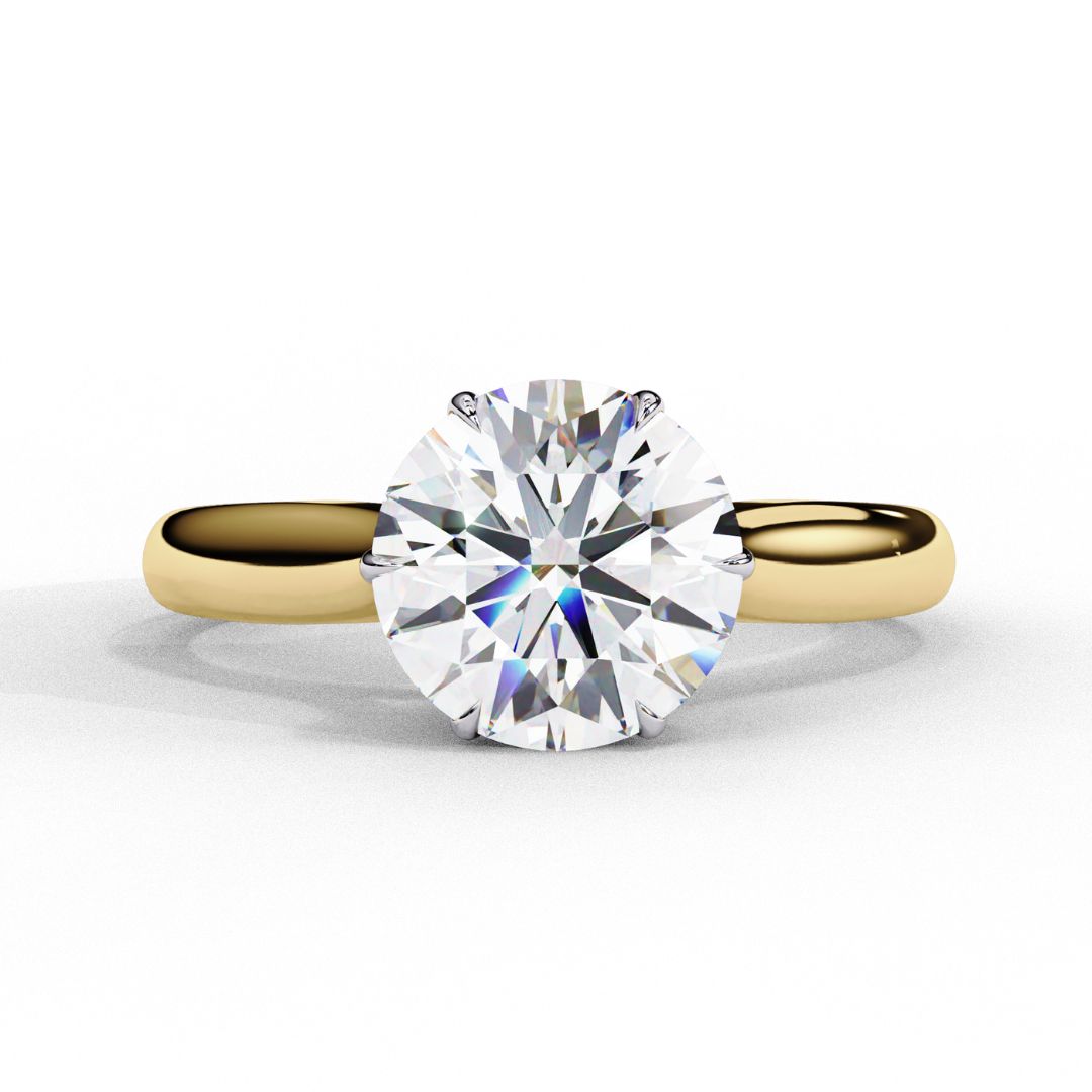 1–5 Carat Round Brilliant Lab Grown Diamond Solitaire Ring in 18K Gold