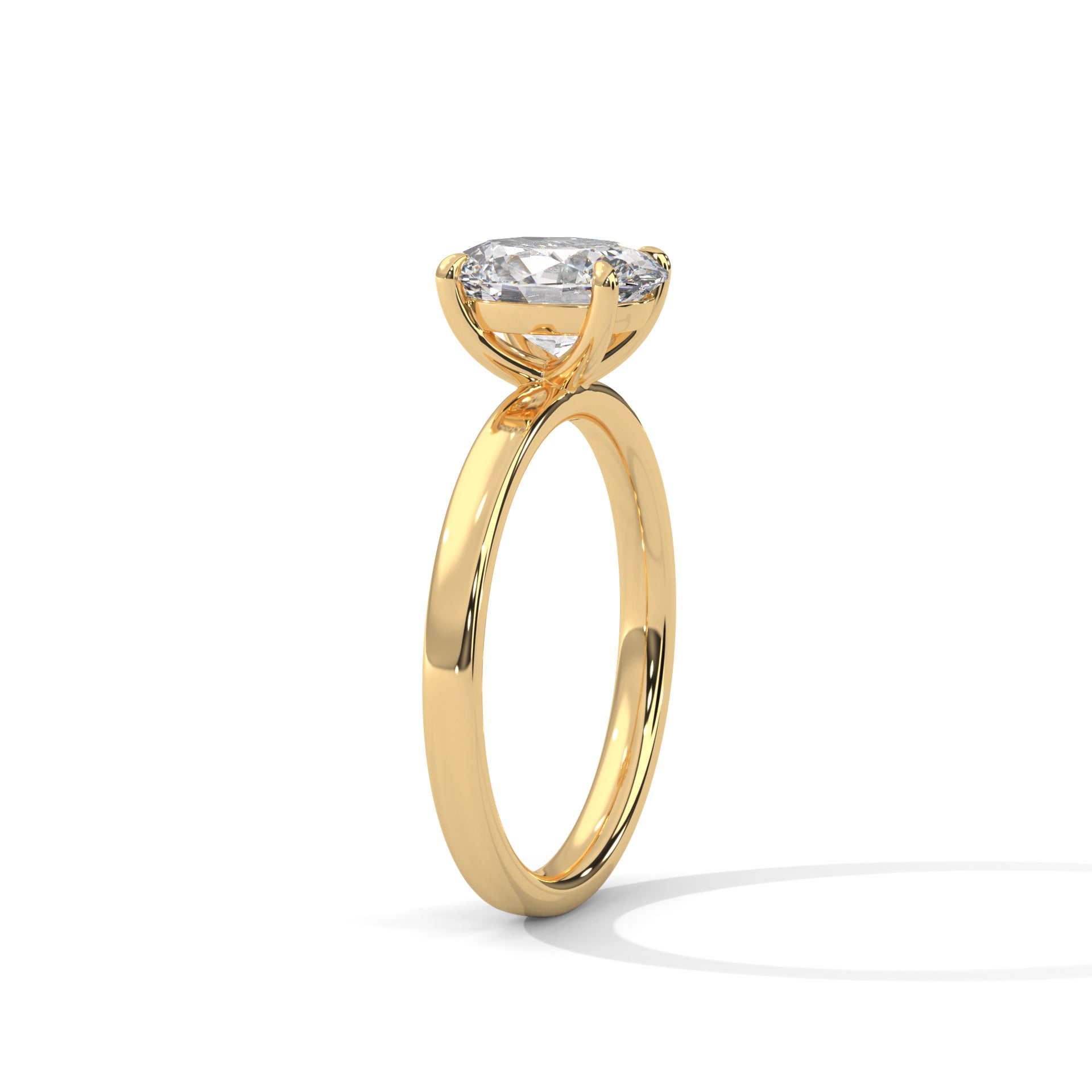 1–3 Carat Oval Cut Lab Grown Diamond Solitaire Ring – Classic Four-Prong Setting in 18K Gold
