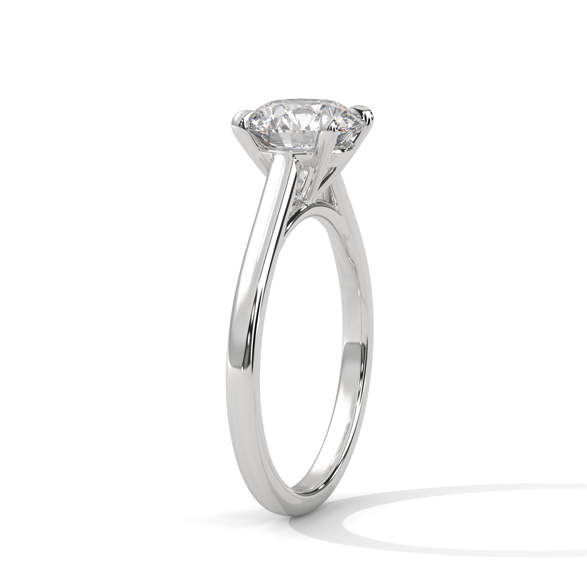 1–3 Carat Round Lab-Grown Diamond Solitaire Engagement Ring – Classic Plain Band, 18K Gold