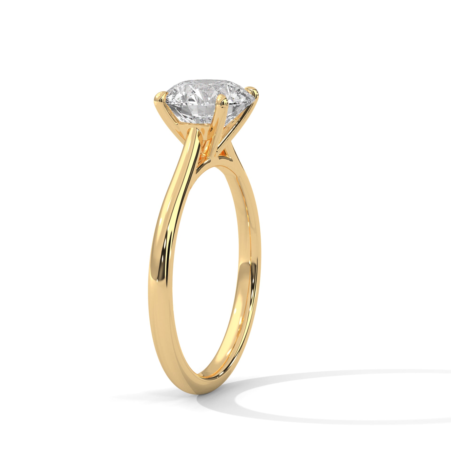 1–3 Carat Round Lab Grown Diamond Engagement Ring – Classic Cathedral Four-Prong Setting, 18K Gold