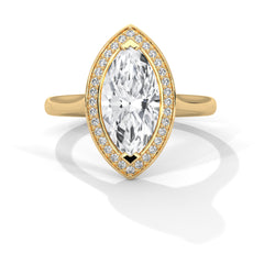 1–3 Carat Marquise Lab-Grown Diamond Solitaire Engagement Ring with Halo – 18K Gold