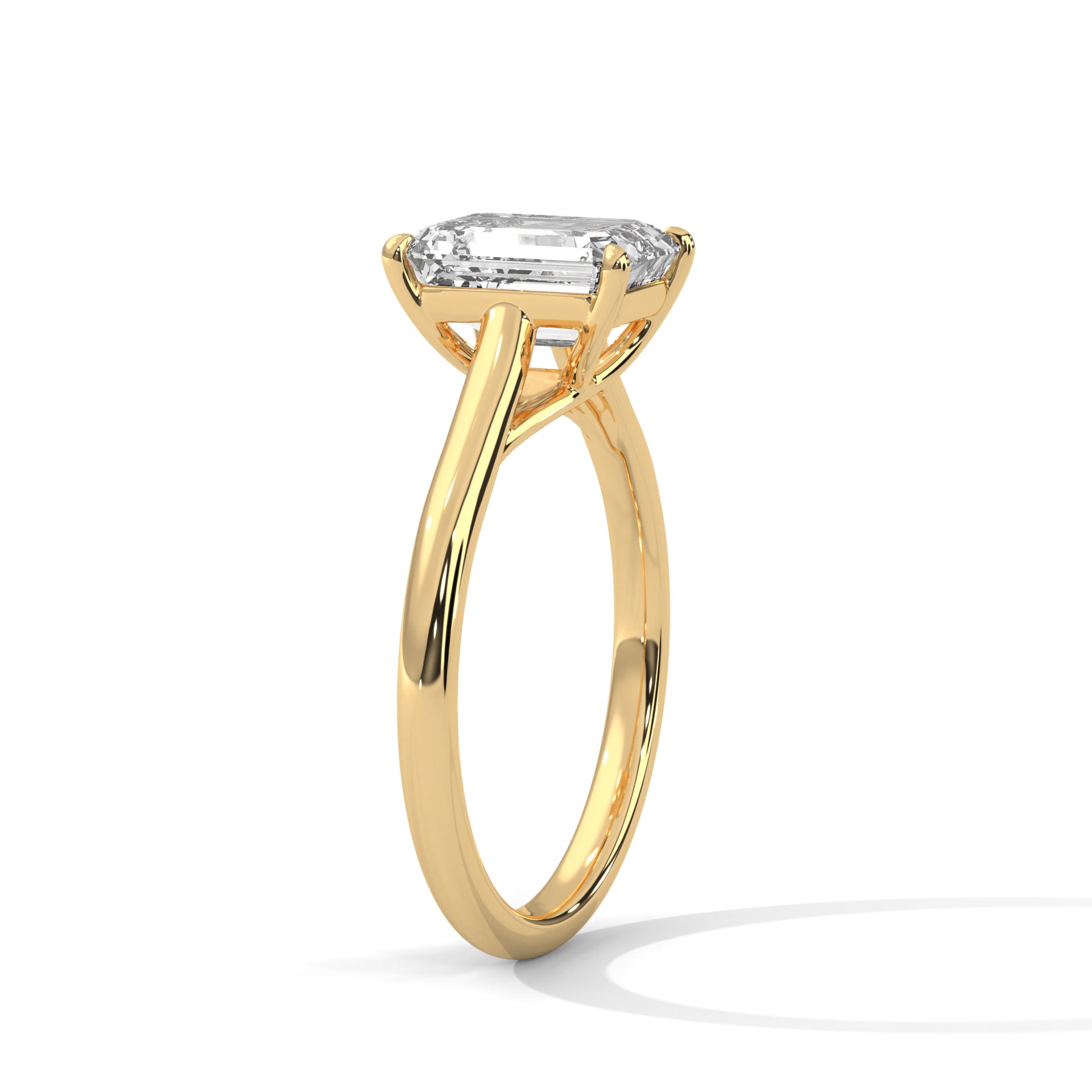 1–3 Carat Emerald Lab Grown Diamond Solitaire Ring – Cathedral Four-Prong Setting in 18K Gold