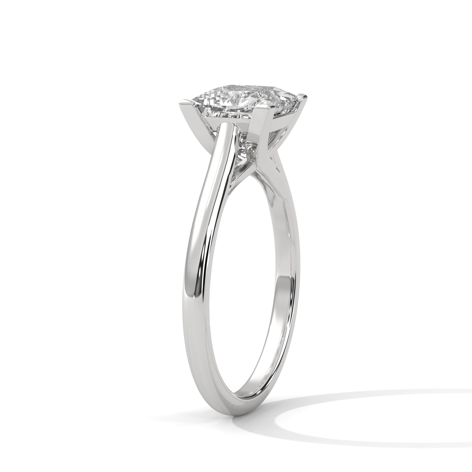 1–3 Carat Princess Lab-Grown Diamond Solitaire Engagement Ring – Plain Band, 18K Gold